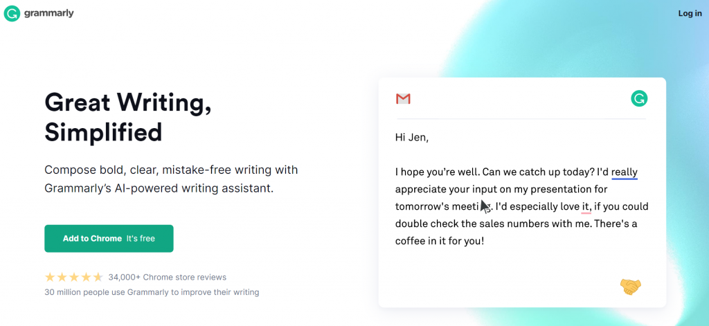 Grammarly homepage 