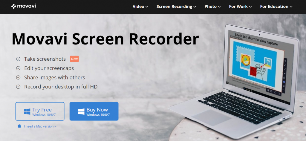 Movavi Screen Recorder homepage