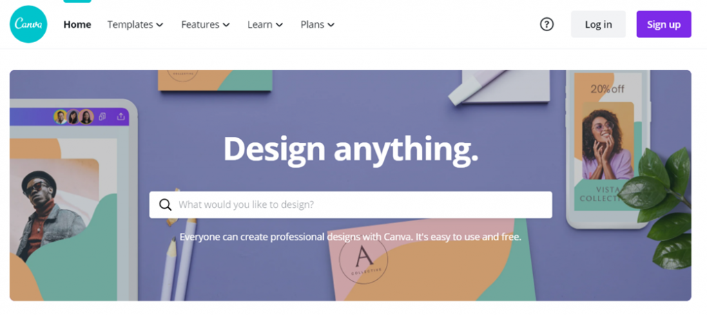 Canva homepage