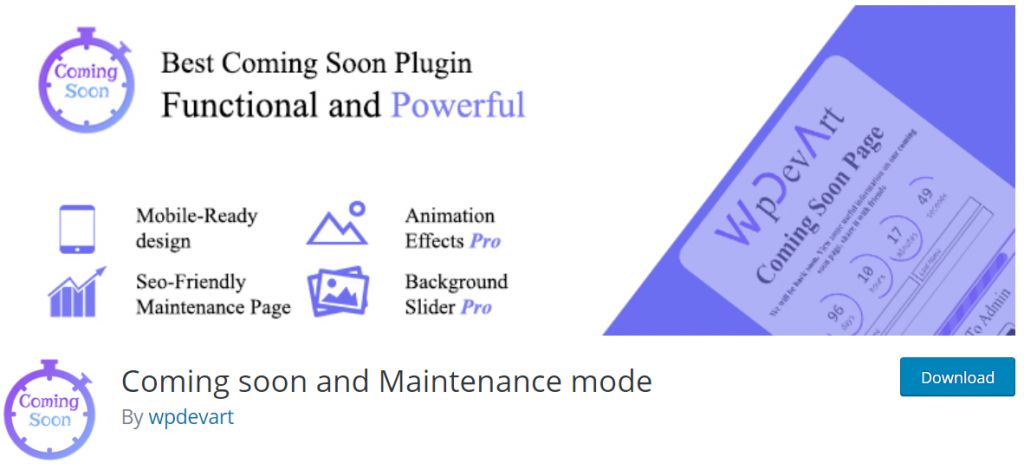 Coming Soon and Maintenance Mode wpdev