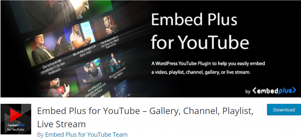 Embed Plus for Youtube banner