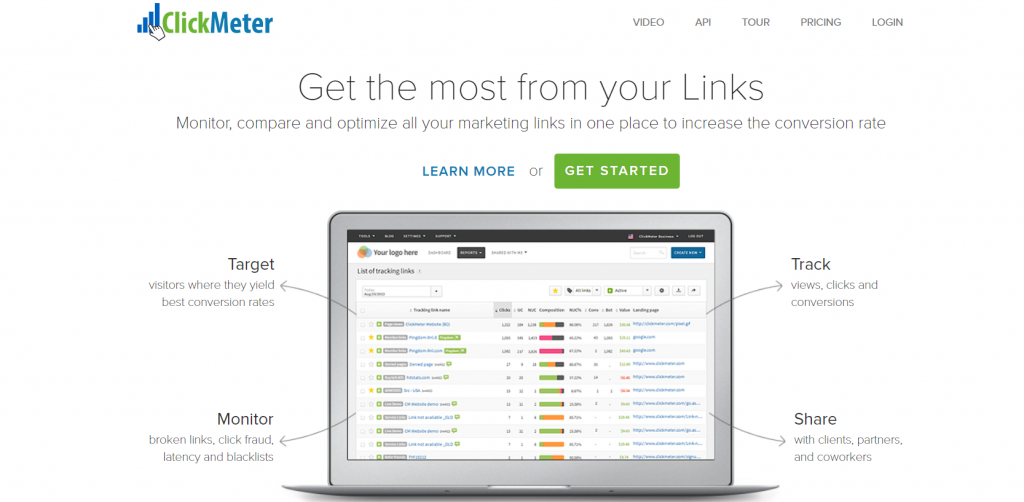 ClickMeter homepage