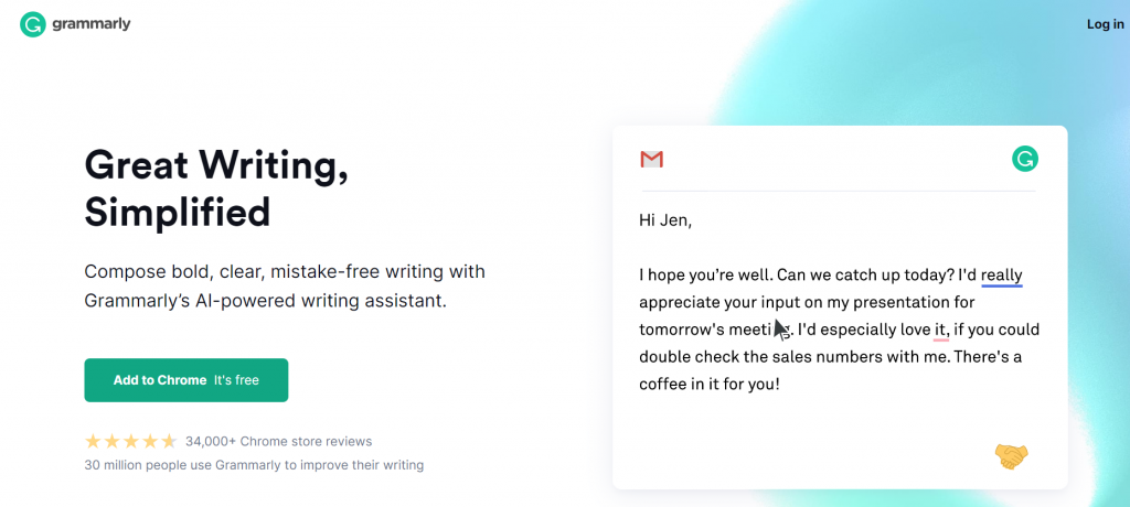 Grammarly homepage