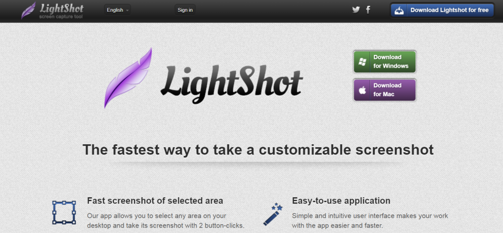 Lightshot homepage