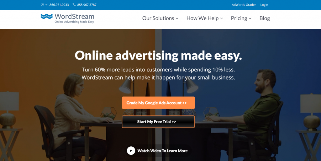 WordStream homepage