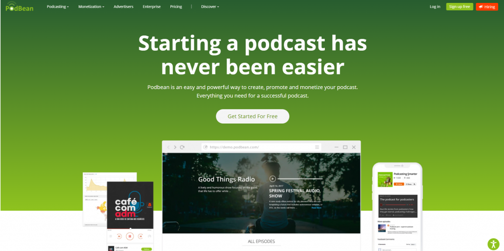 Podbean homepage