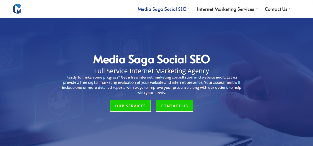 Media Saga Social SEO homepage