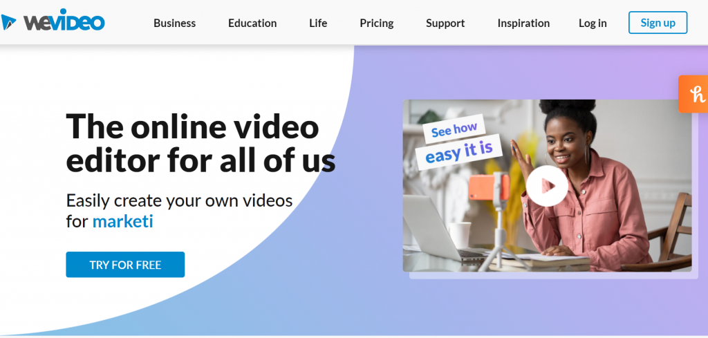 WeVideo homepage