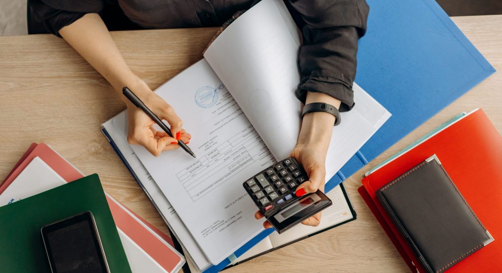 A person examining documents