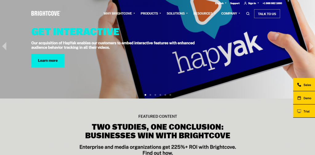 Brightcove homepage