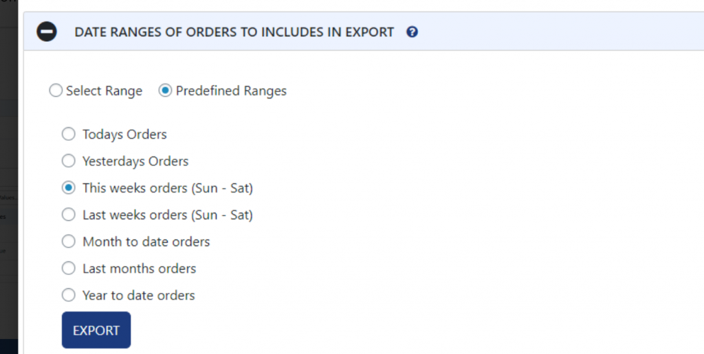 Export WooCommerce date ranges