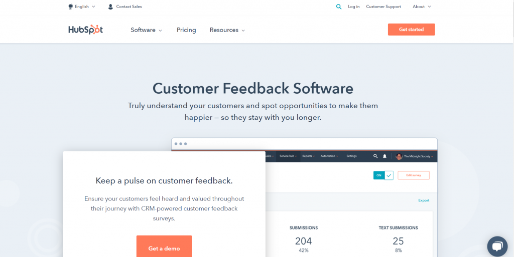 Customer Feedback HubSpot website