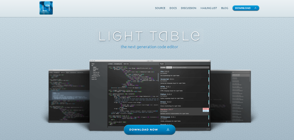 Light Table homepage