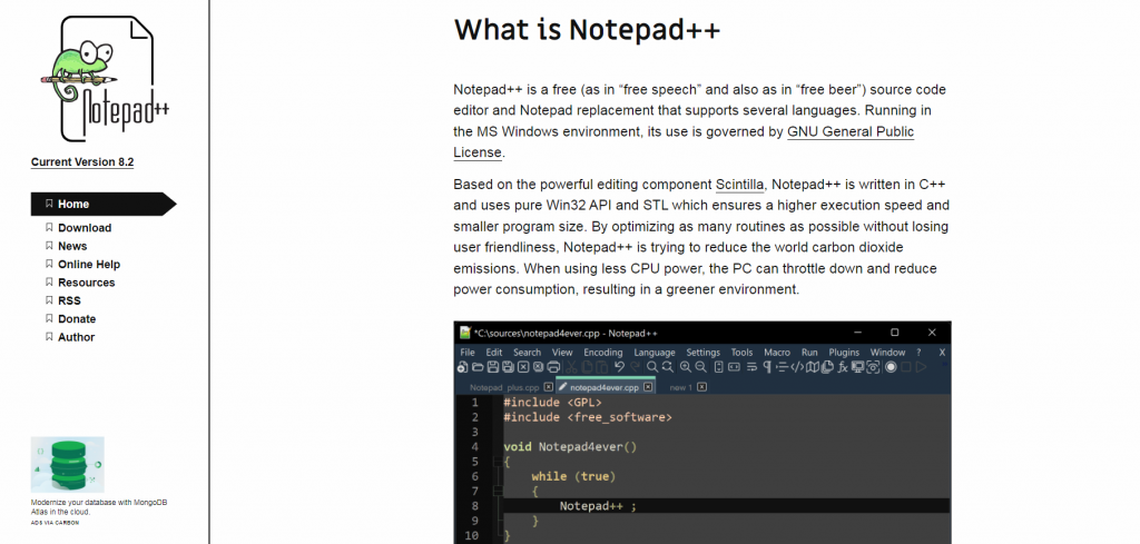 Notepad homepage