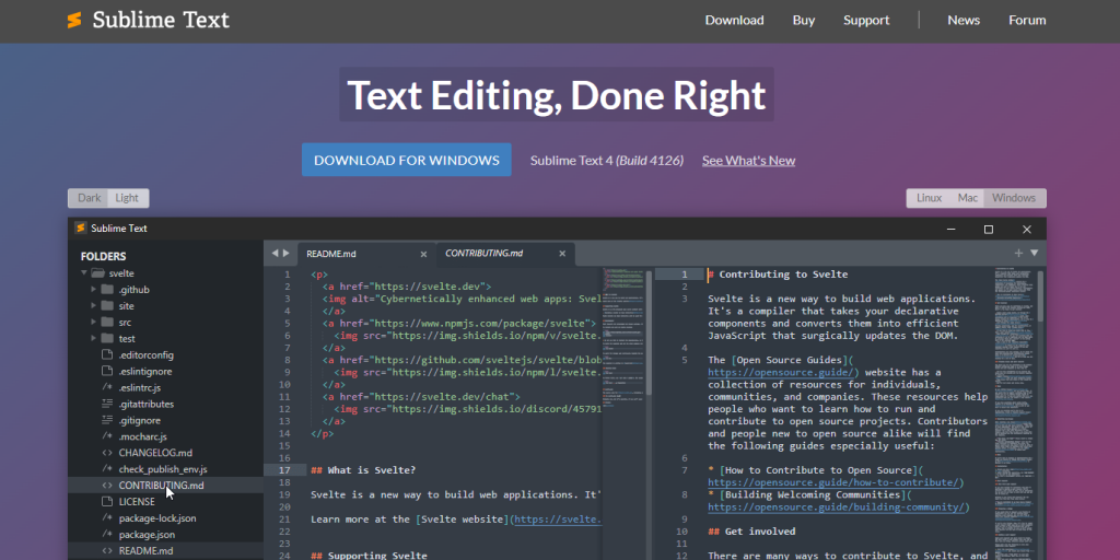 Sublime Text homepage