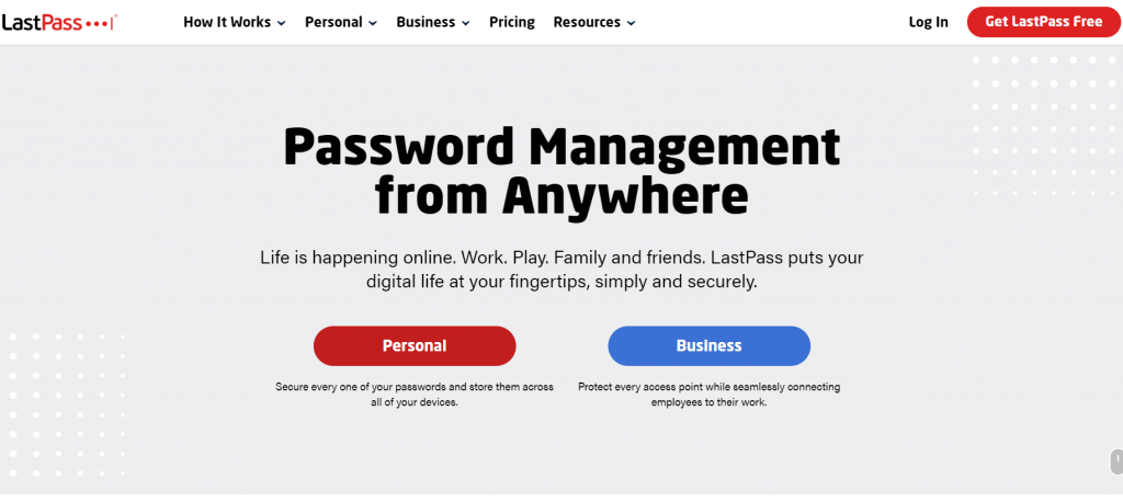 LastPass homepage