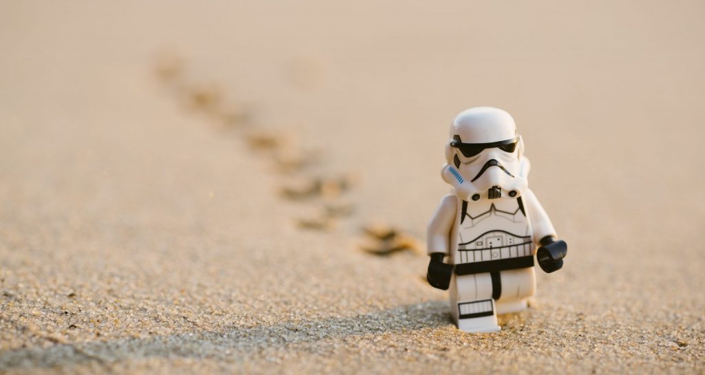 Stormtrooper walking on sand